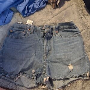 Levi's Light Blue Distressed Jean Shorts